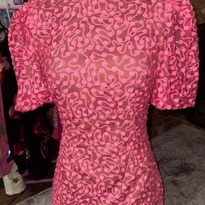 Pink Sequined Short Sleeve Dress